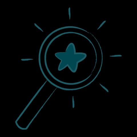 Magnifying glass over a star
