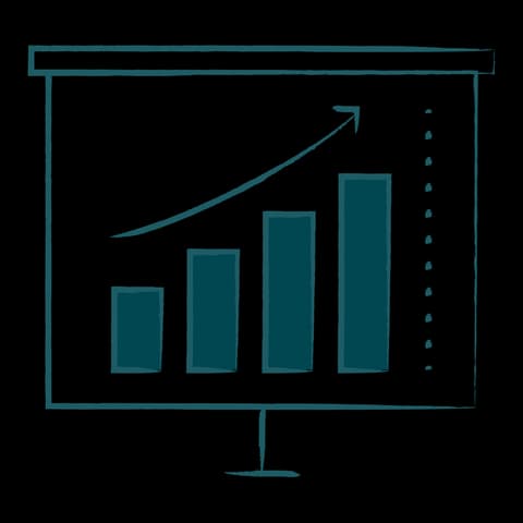 Rising bar chart on an easel