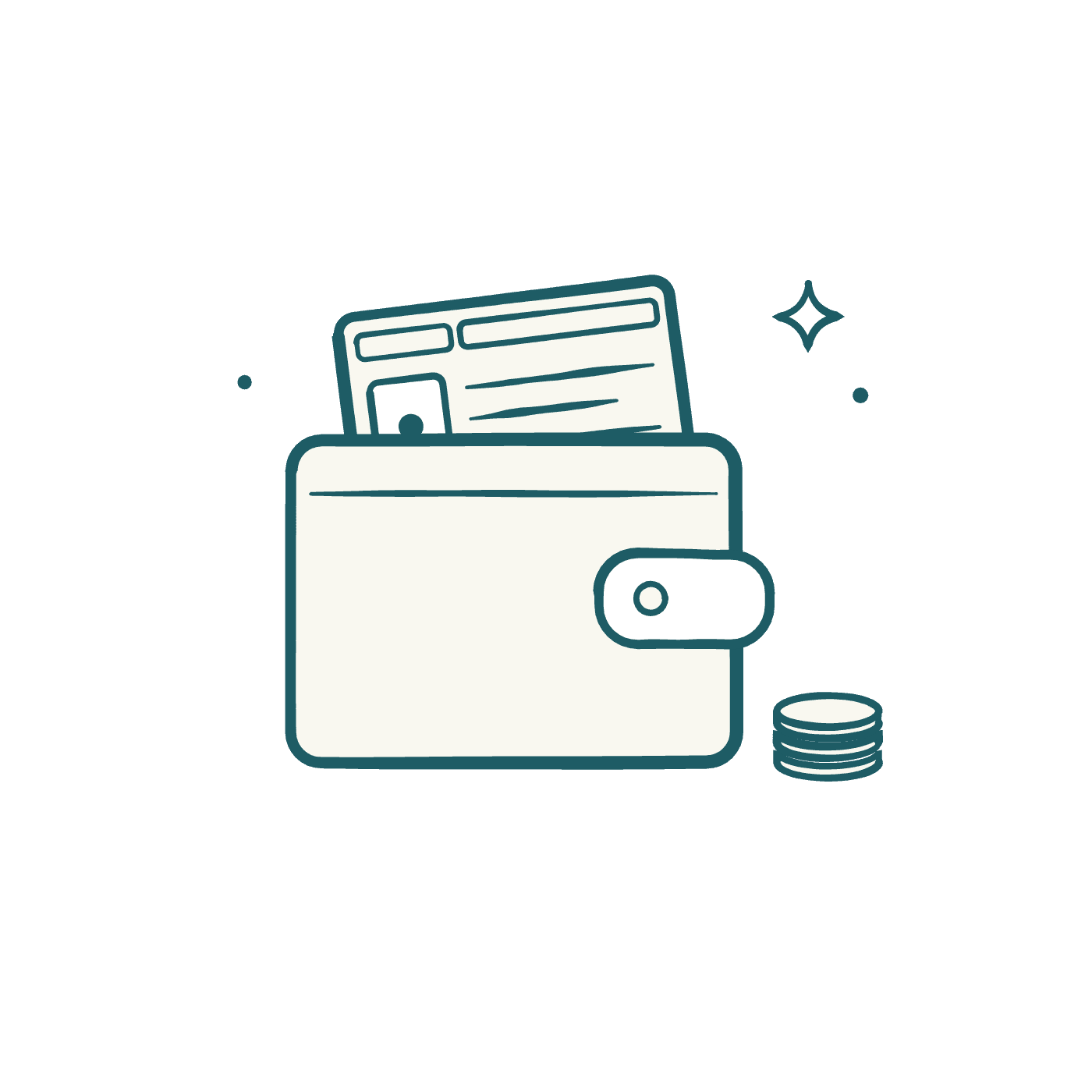 A wallet with a green card tucked into it and a small stack of coins beside it, a symbol of what an employment-based green card costs
