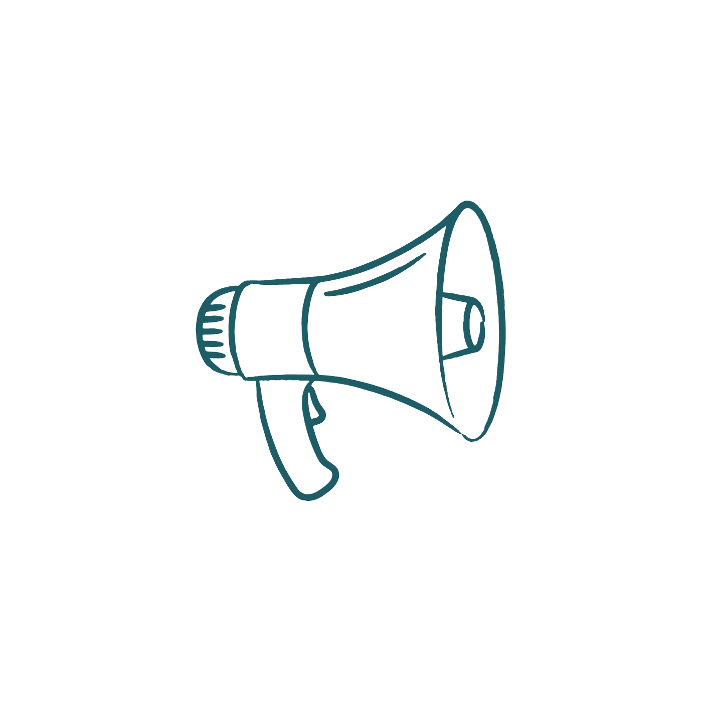 Line drawing of a megaphone, a sign of a public announcement